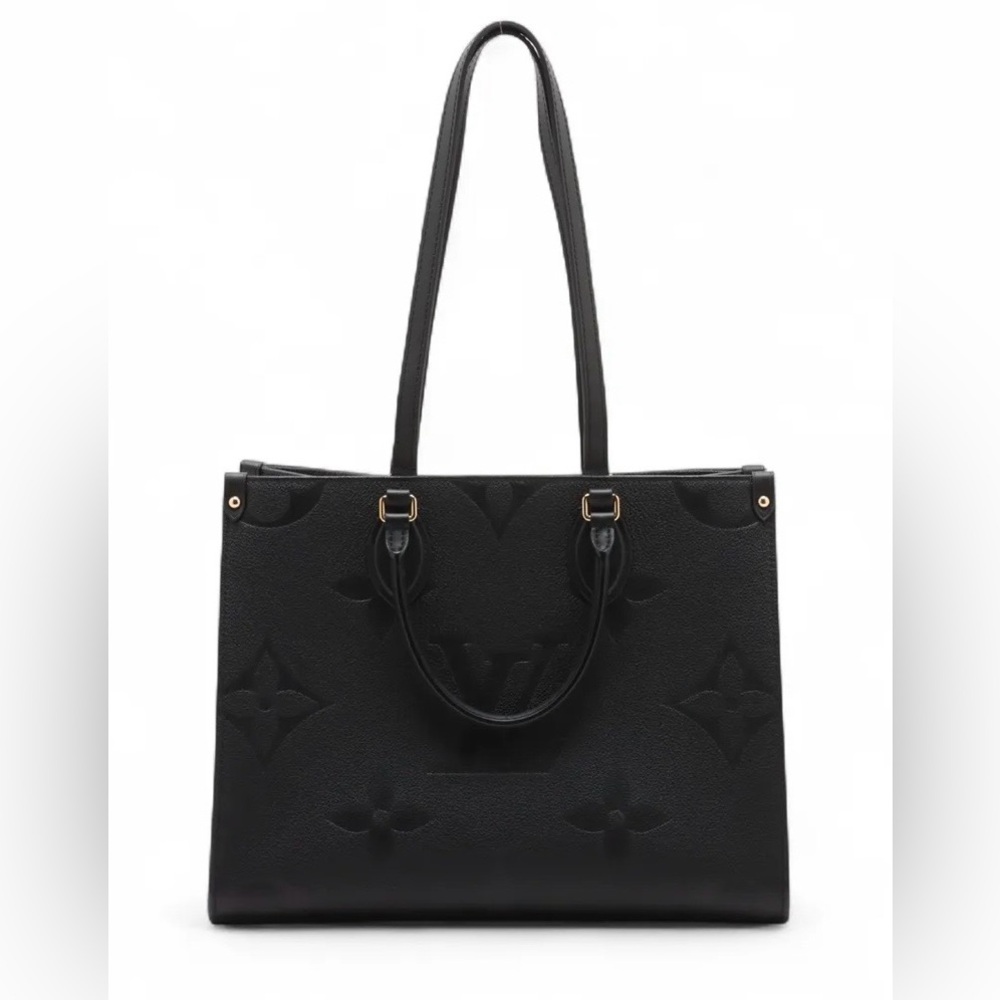 Louis Vuitton Black Leather Embossed On The Go MM Tote